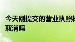 今天刚提交的营业执照材料不想忽视明天可以取消吗