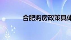 合肥购房政策具体是什么内容