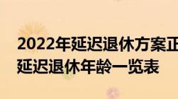 2022年延迟退休方案正式实施谁知道吗最新延迟退休年龄一览表