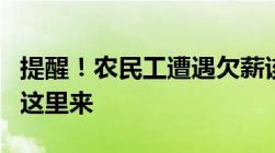 提醒！农民工遭遇欠薪该咋办打这个电话、到这里来