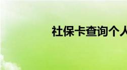 社保卡查询个人账户方法