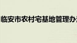 临安市农村宅基地管理办法的主要内容有哪些