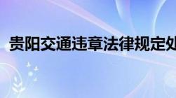 贵阳交通违章法律规定处理到什么地方处理