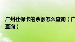 广州社保卡的余额怎么查询（广州社保的养老账户余额怎么查询）