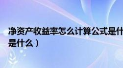 净资产收益率怎么计算公式是什么（净资产收益率计算公式是什么）