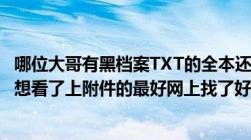 哪位大哥有黑档案TXT的全本还有黑道悲情1.2~麻烦了我太想看了上附件的最好网上找了好久都没找到