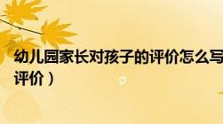 幼儿园家长对孩子的评价怎么写20字（幼儿园家长对孩子的评价）