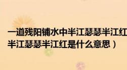 一道残阳铺水中半江瑟瑟半江红的下一句（一道残阳铺水中 半江瑟瑟半江红是什么意思）