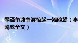 翻译争渡争渡惊起一滩鸥鹭（李清照的词 争渡争渡惊起一滩鸥鹭全文）