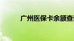 广州医保卡余额查询方法有哪些