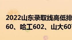 2022山东录取线高低排序！山财543、山师560、哈工602、山大607