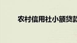 农村信用社小额贷款需要什么条件