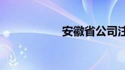 安徽省公司注册流程