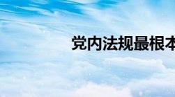 党内法规最根本的是什么