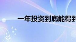 一年投资到底能得到多大的回报率