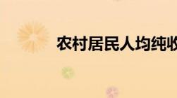 农村居民人均纯收入计算方式