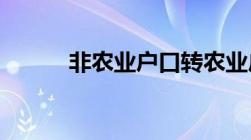 非农业户口转农业户口最新政策