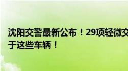 沈阳交警最新公布！29项轻微交通违法“首违免罚”！适用于这些车辆！