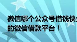 微信哪个公众号借钱快盘点2021下款比较快的微信借款平台！