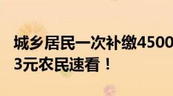 城乡居民一次补缴45000元第二个月领取1523元农民速看！