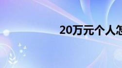 20万元个人怎么贷款