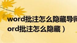 word批注怎么隐藏导师姓名和时间格式（word批注怎么隐藏）