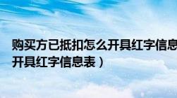 购买方已抵扣怎么开具红字信息表白盘（购买方已抵扣怎么开具红字信息表）