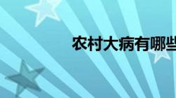 农村大病有哪些救助政策