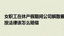 女职工在休产假期间公司解散要求解除劳动合同的赔偿问题按法律该怎么赔偿