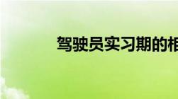 驾驶员实习期的相关法律规定