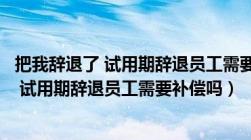 把我辞退了 试用期辞退员工需要补偿吗怎么办（把我辞退了 试用期辞退员工需要补偿吗）