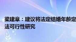 梁建章：建议将法定结婚年龄定为18岁启动《同居法》的立法可行性研究