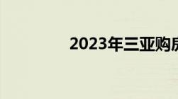 2023年三亚购房政策有哪