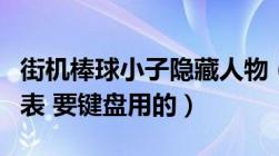 街机棒球小子隐藏人物（求街机棒球小子出招表 要键盘用的）