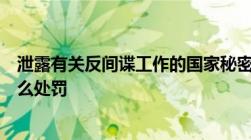 泄露有关反间谍工作的国家秘密的违法行为人可能会受到什么处罚