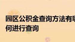 园区公积金查询方法有哪些园区公积金个人如何进行查询