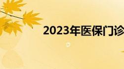 2023年医保门诊报销新政策