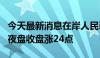 今天最新消息在岸人民币兑美元较上一交易日夜盘收盘涨24点