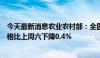 今天最新消息农业农村部：全国农产品批发市场猪肉平均价格比上周六下降0.4%