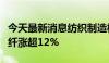 今天最新消息纺织制造板块震荡走高，聚杰微纤涨超12%