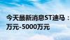 今天最新消息ST迪马：东银控股拟增持3000万元-5000万元