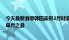 今天最新消息韩国政府3月财政支出总额85.1万亿韩元，创单月之最