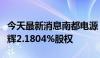 今天最新消息南都电源：拟转让持有的浙江孔辉2.1804%股权