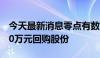 今天最新消息零点有数：拟以1500万元-3000万元回购股份