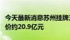 今天最新消息苏州挂牌三宗住宅用地，起始总价约20.9亿元