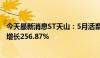 今天最新消息ST天山：5月活畜销售收入546.42万元，环比增长256.87%