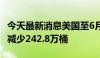 今天最新消息美国至6月7日当周API原油库存减少242.8万桶