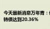 今天最新消息万年青：债券持有人持有公司可转债达到20.36%