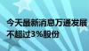 今天最新消息万通发展：股东北京昊青拟减持不超过3%股份