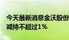 今天最新消息金沃股份：持股5%以上股东拟减持不超过1%